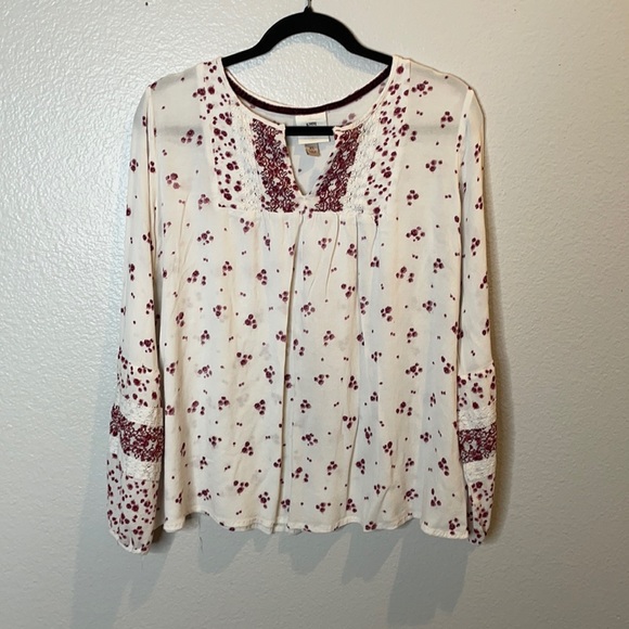 Knox Rose Tops - Knox Rose Lace & Embroidred Floral Pheasant Rayon Blouse Top
